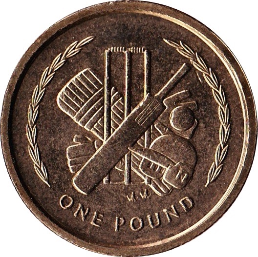 Isle of Man 1 Pound - Elizabeth II Cricket equipment
