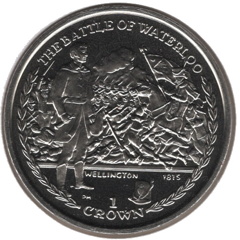 Isle of Man 1 Crown - Elizabeth II The Battle of Waterloo reverse