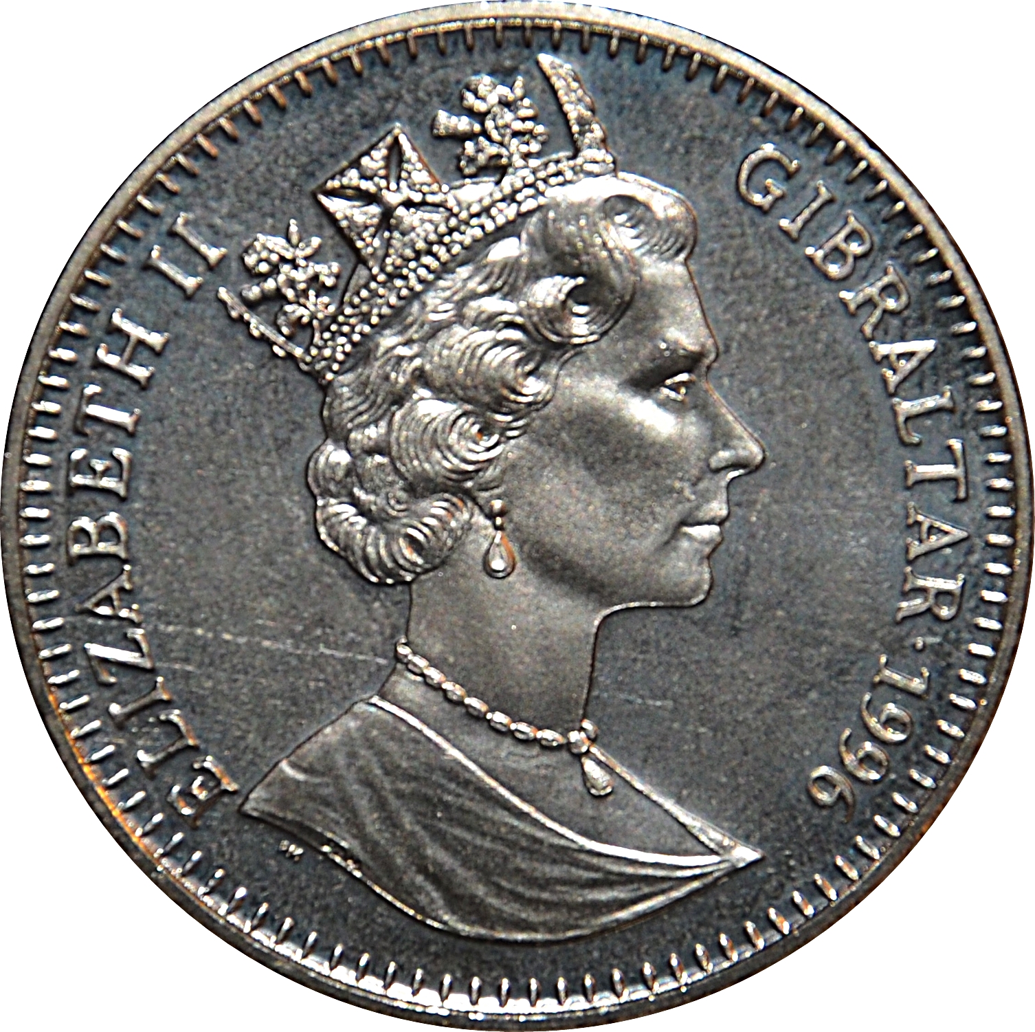 Gibraltar 1 Crown - Elizabeth II Atlanta Olympic - Baseball obverse
