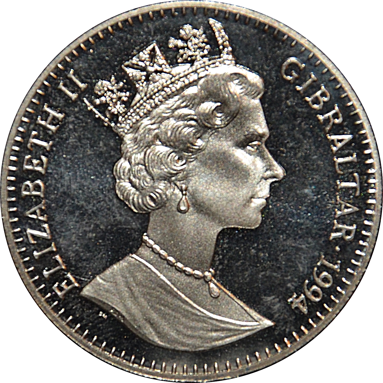 Gibraltar 1 Crown - Elizabeth II First Man on the Moon - Moon Landing obverse