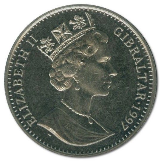 Gibraltar 1 Crown - Elizabeth II Moses - Temple of Solomon obverse