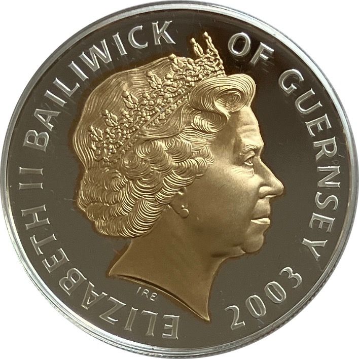 Guernsey 5 Pounds - Elizabeth II Trooping the Colours - Silver obverse