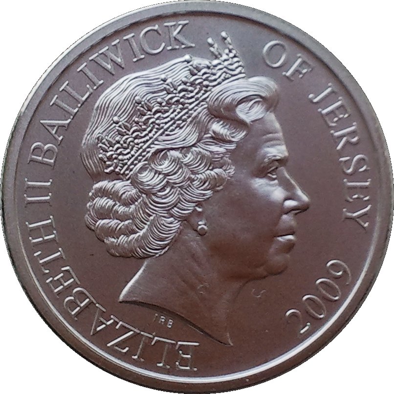 Jersey 5 Pounds - Elizabeth II St. George and the Dragon obverse