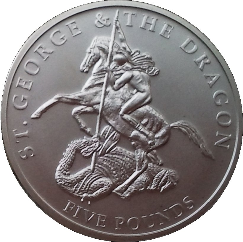 Jersey 5 Pounds - Elizabeth II St. George and the Dragon reverse