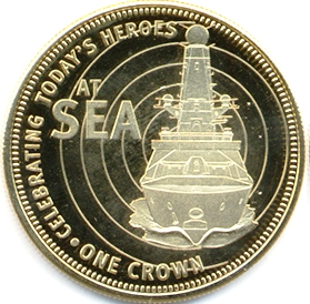 Tristan da Cunha 1 Crown - Elizabeth II 4th portrait; At Sea