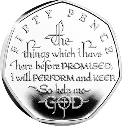 Isle of Man 50 Pence - Elizabeth II The Coronation Oath; Silver Proof