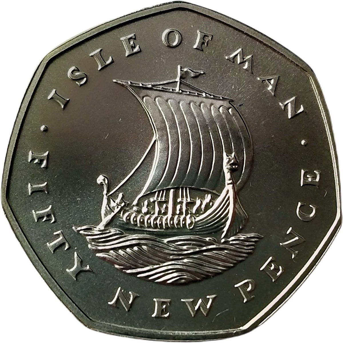 Isle of Man 50 New Pence - Elizabeth II Viking Ship; Silver