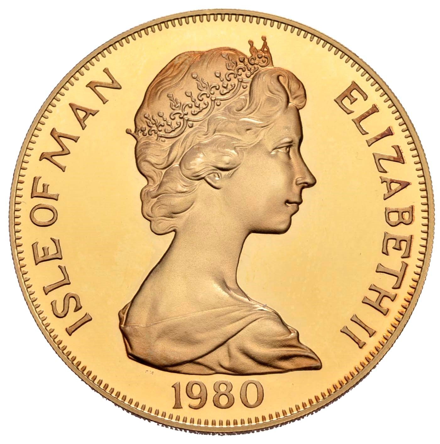Isle of Man 1 Crown - Elizabeth II Lake Placid Olympics; Gold Proof obverse