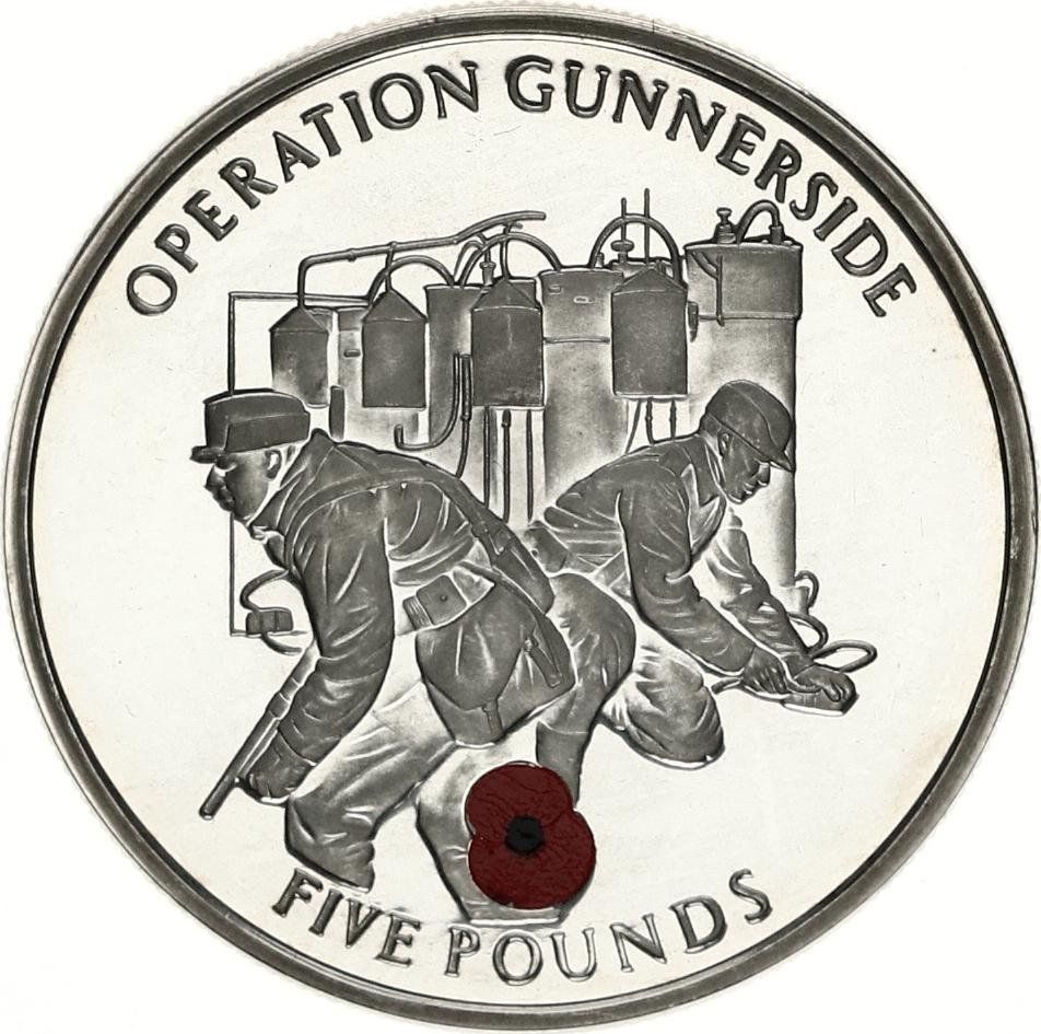 Gibraltar 5 Pounds - Elizabeth II Operation Gunnerside reverse