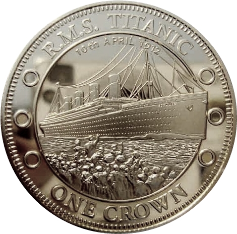Tristan da Cunha 1 Crown - Elizabeth II R.M.S. Titanic; Silver plated reverse