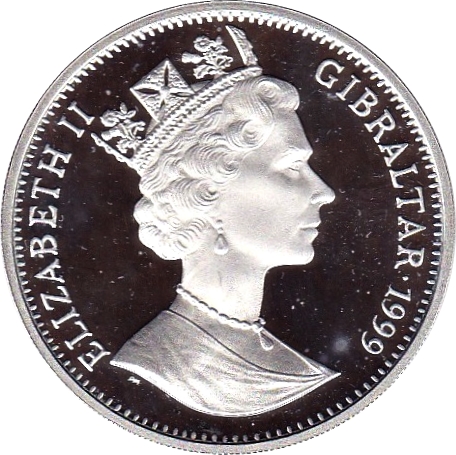Gibraltar 1 Crown - Elizabeth II King Richard I; Silver Proof obverse
