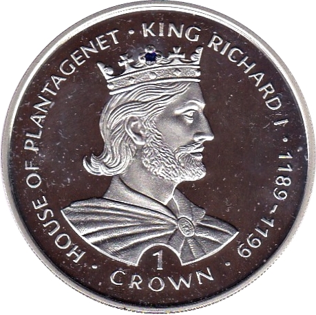 Gibraltar 1 Crown - Elizabeth II King Richard I; Silver Proof reverse