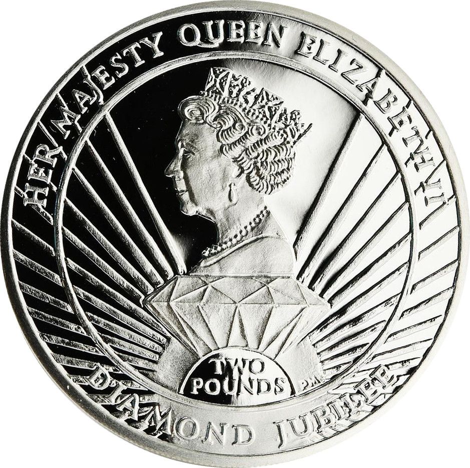 South Georgia and the South Sandwich Islands 2 Pounds - Elizabeth II Diamond Jubilee reverse