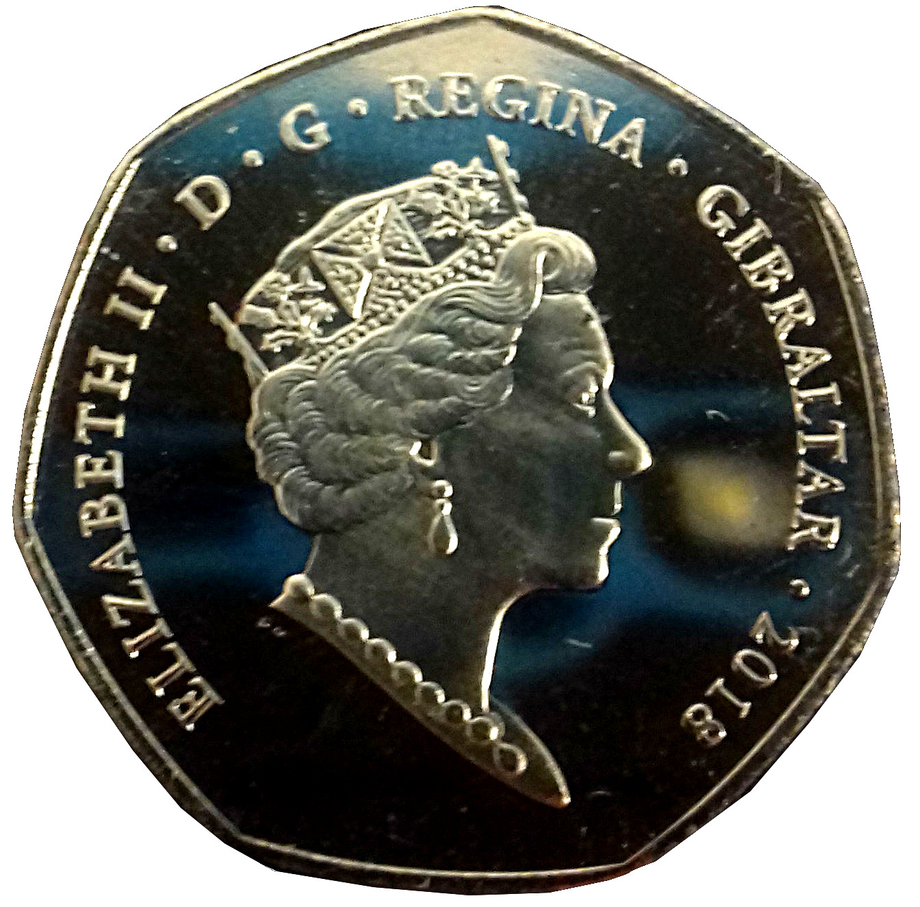 Gibraltar 50 Pence - Elizabeth II 2018 Barbary Ape - Coloured obverse