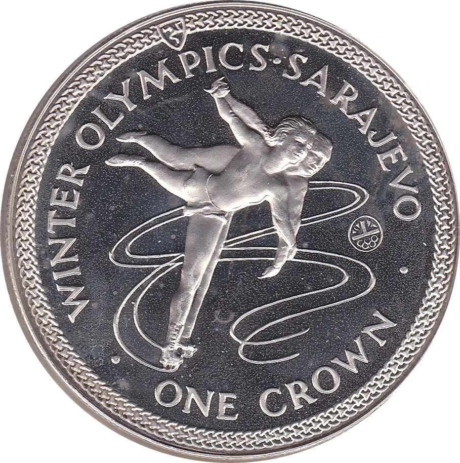 Isle of Man 1 Crown - Elizabeth II Ice Dancing; Silver reverse