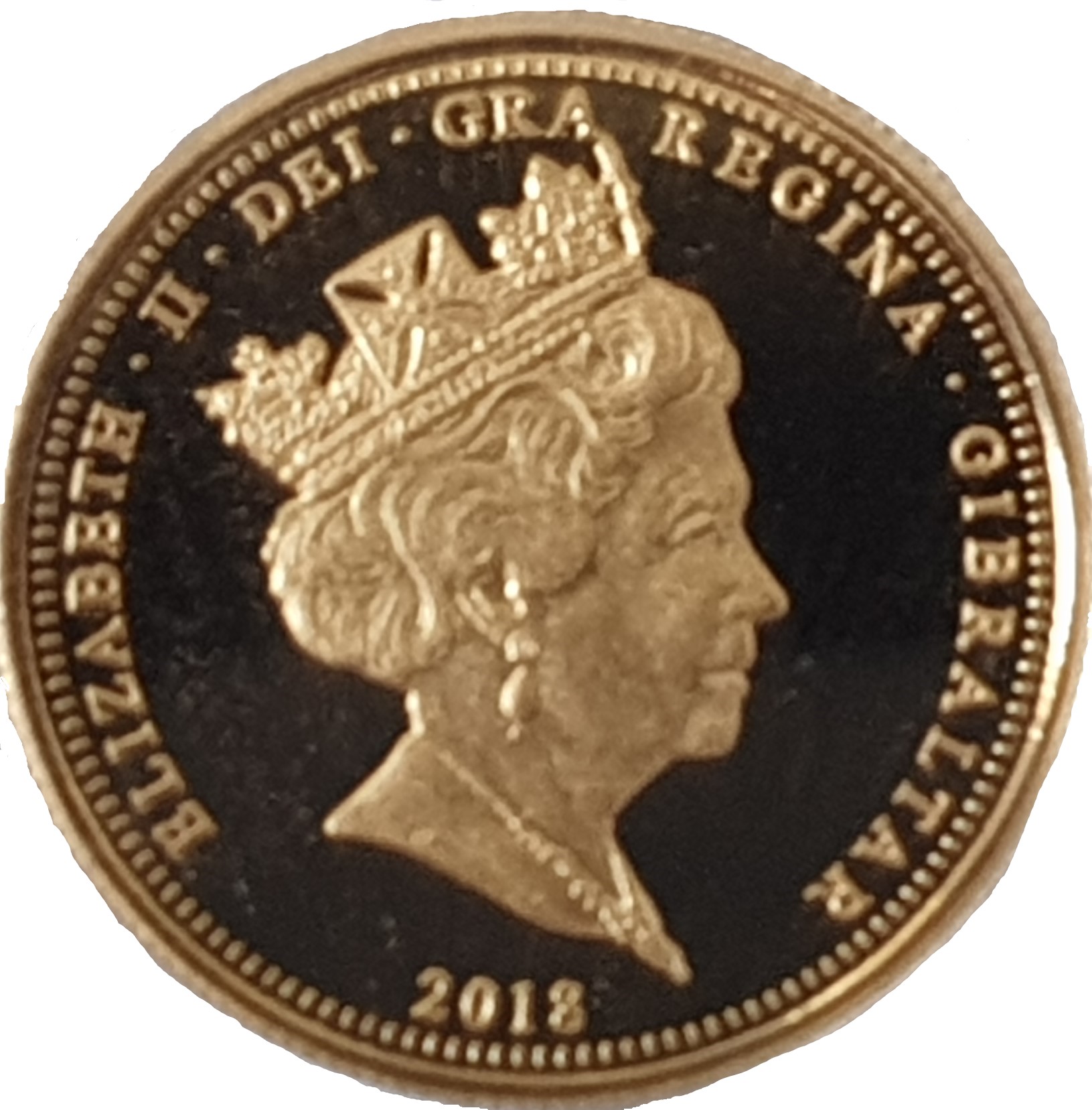 Gibraltar ¼ Sovereign - Elizabeth II Coronation Jubilee obverse