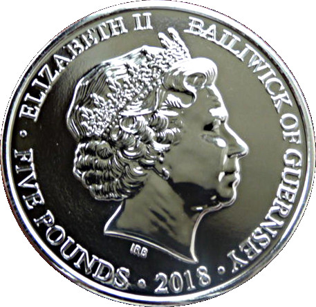 Guernsey 5 Pounds - Elizabeth II At the Going Down of the Sun obverse