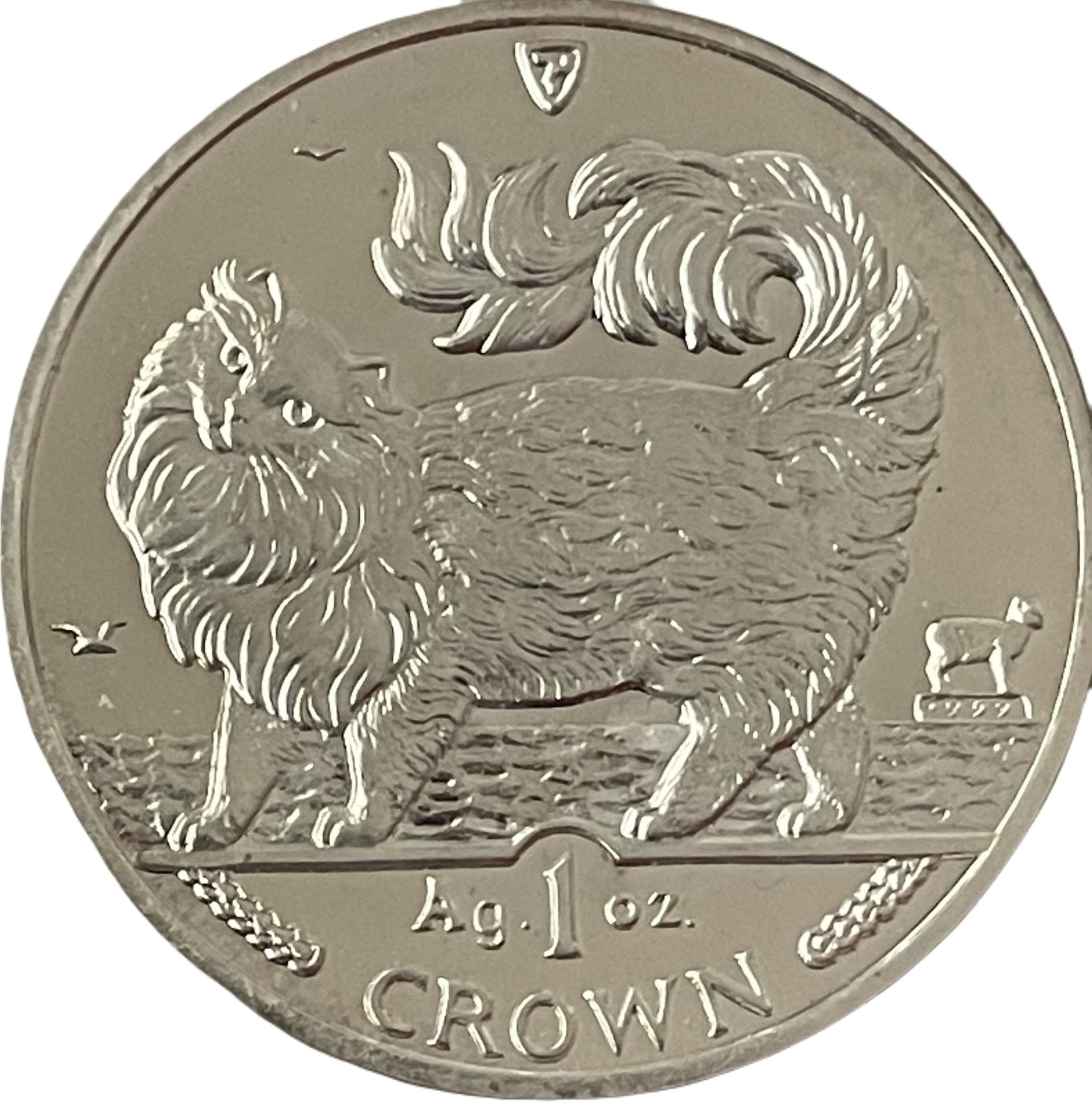 Isle of Man 1 Crown - Elizabeth II Maine Coon Cat; Silver reverse