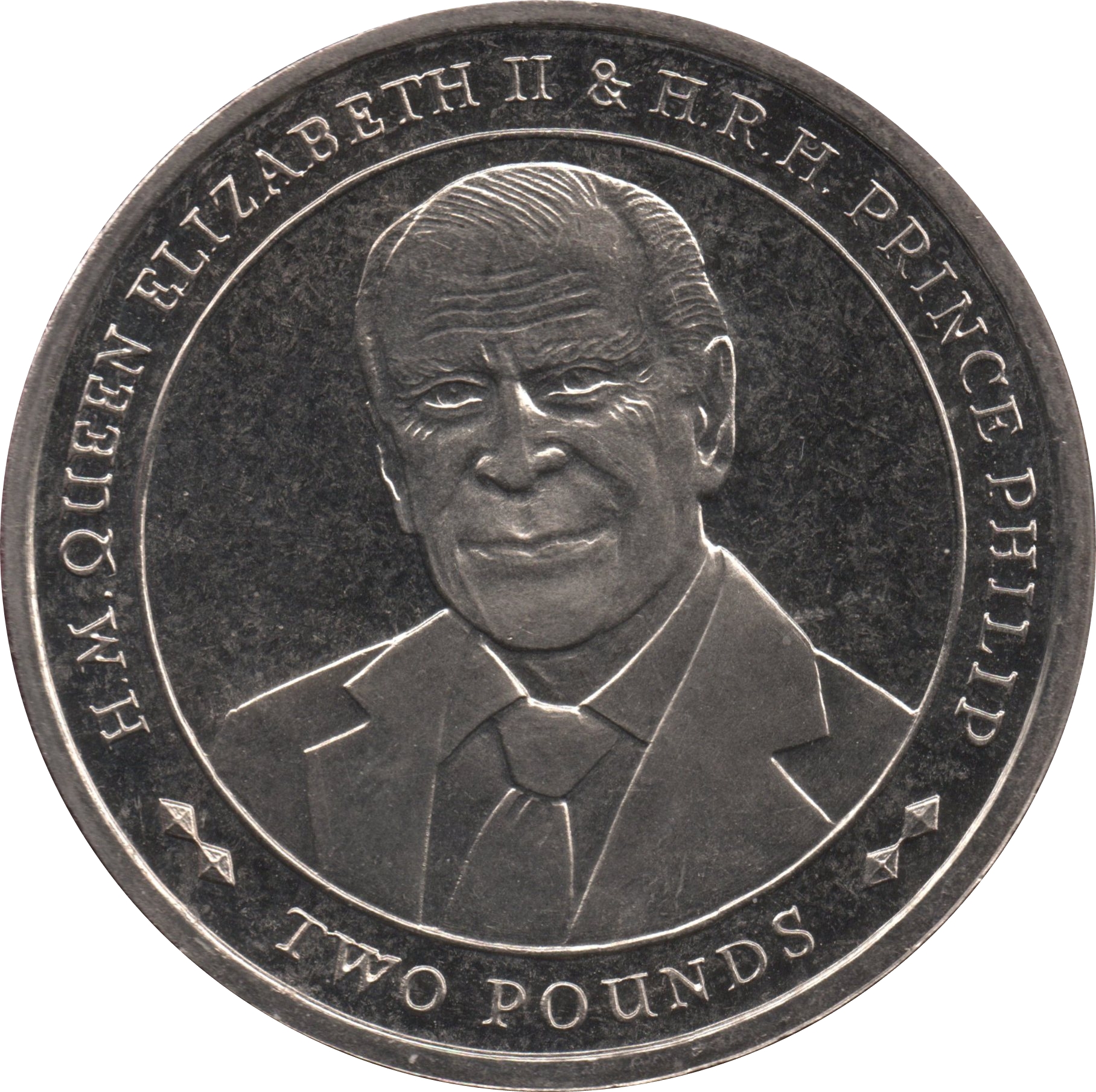 South Georgia and the South Sandwich Islands 2 Pounds - Elizabeth II Prince Philip Official Retirement reverse