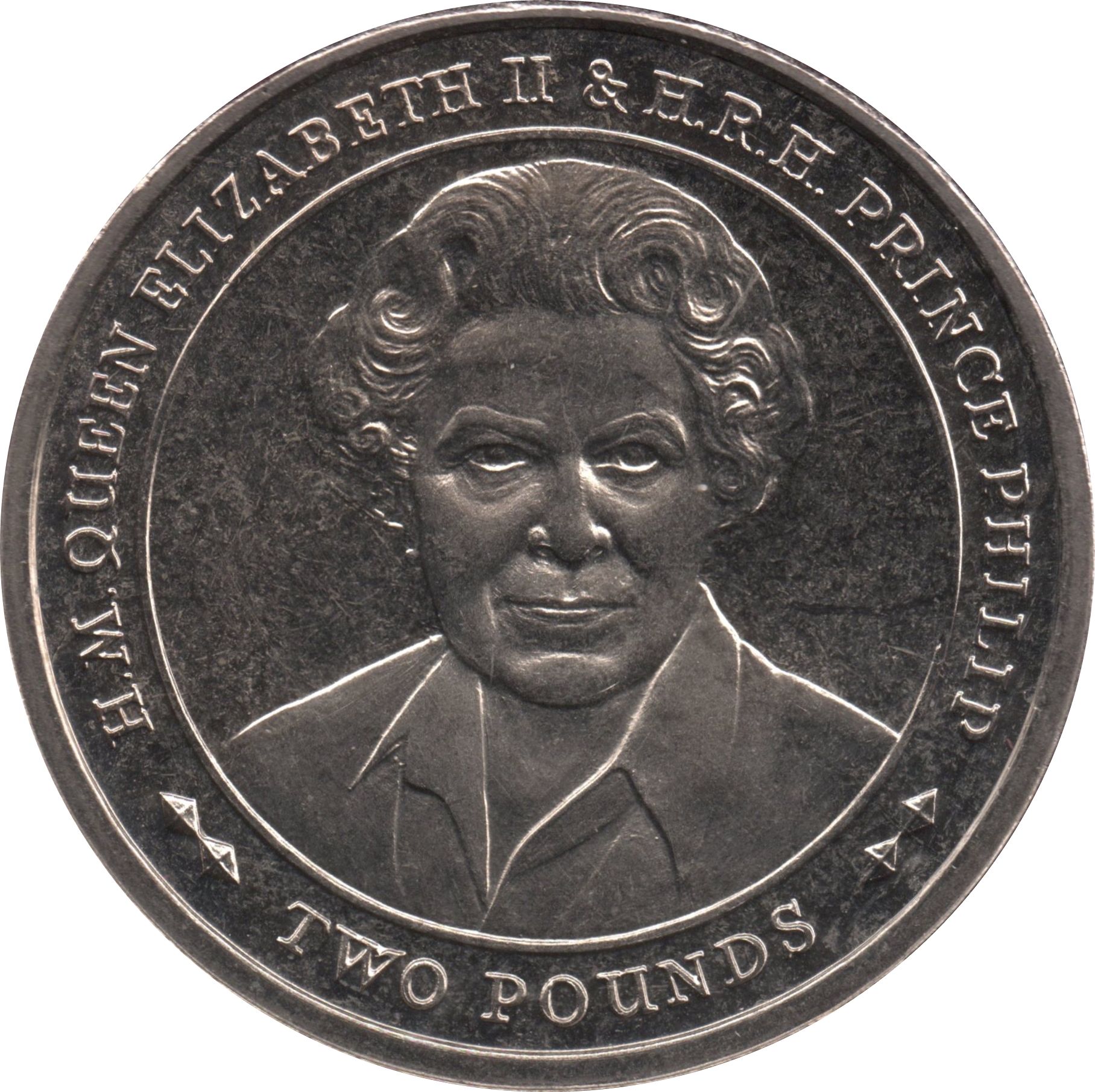 South Georgia and the South Sandwich Islands 2 Pounds - Elizabeth II 70 Years Queen Elizabeth II and Prince Philip reverse