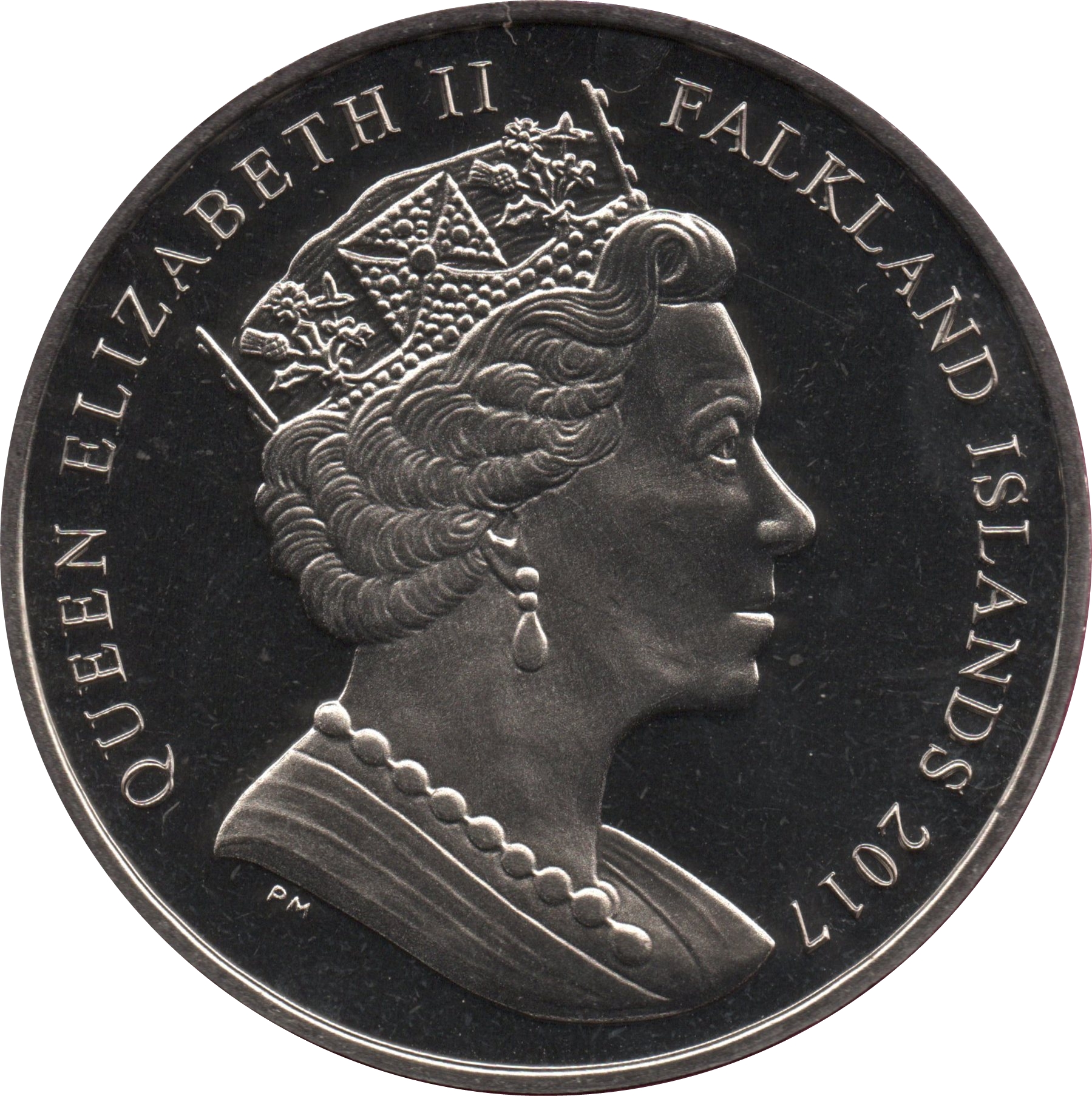 Falkland Islands 1 Crown - Elizabeth II 35th Anniversary of Liberation obverse