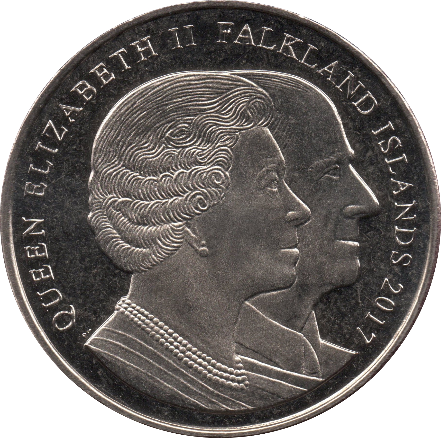 Falkland Islands 1 Crown - Elizabeth II Queen Elizabeth II and Prince Philip at Goodwood Races in 1954 obverse