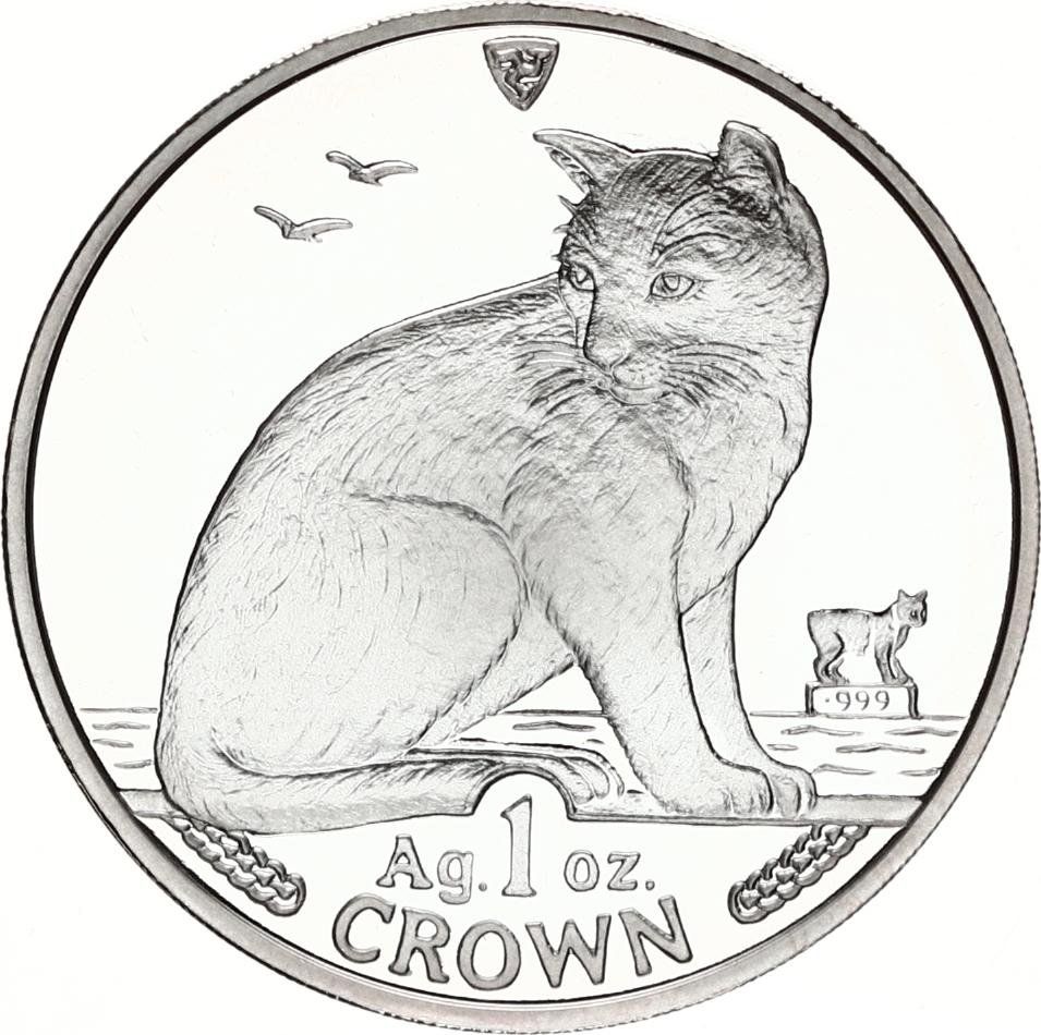 Isle of Man 1 Crown - Elizabeth II New York Alley Cat; Silver reverse