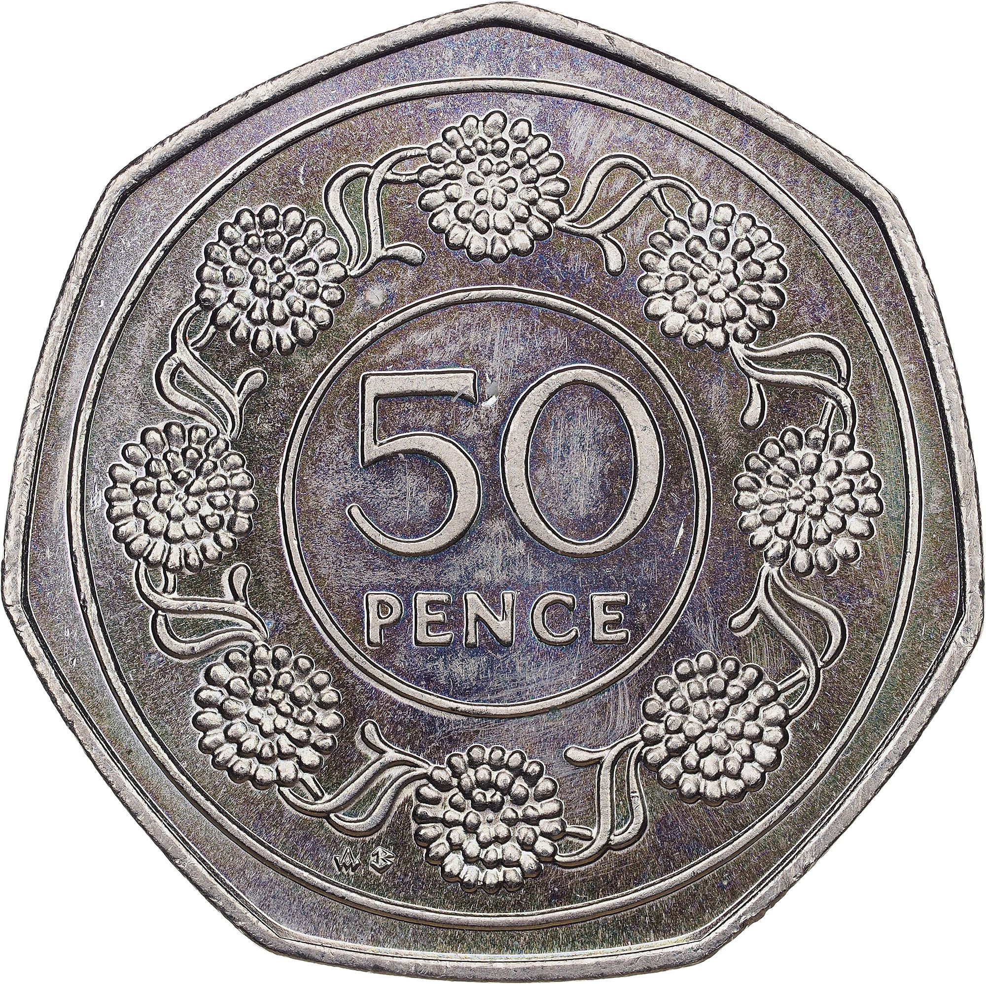 Gibraltar 50 Pence - Elizabeth II Candytuft Flowers