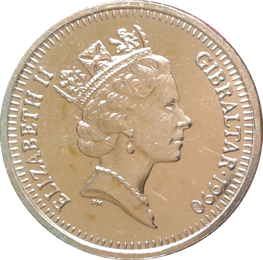 Gibraltar 1 Pound - Elizabeth II Castle and Key obverse