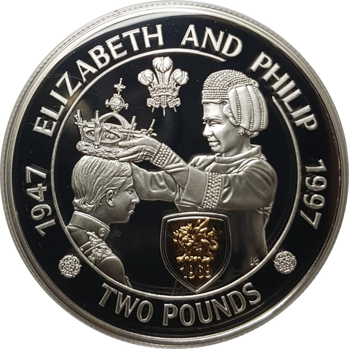 Alderney 2 Pounds - Elizabeth II Golden Wedding Silver Proof