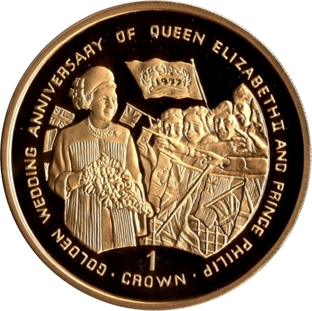 Gibraltar 1 Crown - Elizabeth II Queen with cheering crowd; Silver Proof reverse
