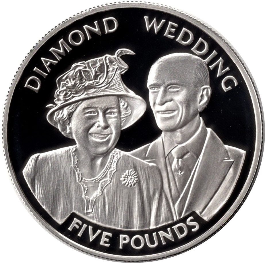 Jersey 5 Pounds - Elizabeth II Diamond Wedding; Silver Proof