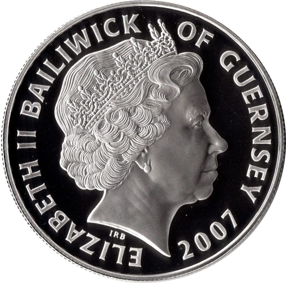 Guernsey 5 Pounds - Elizabeth II Diamond Wedding; Silver Proof obverse