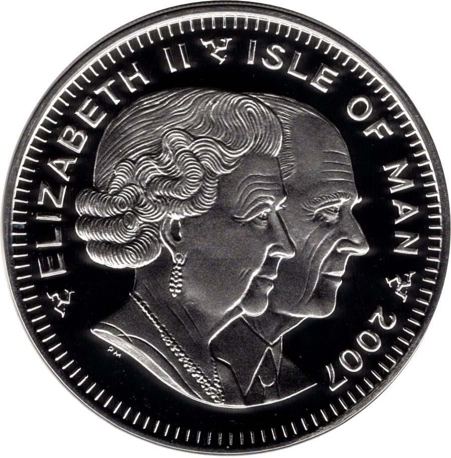 Isle of Man 1 Crown - Elizabeth II Diamond Wedding - Bouquet; Silver Proof obverse