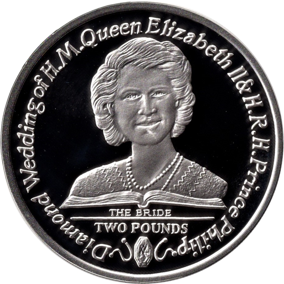 South Georgia and the South Sandwich Islands 2 Pounds - Elizabeth II Diamond Wedding; Silver Proof