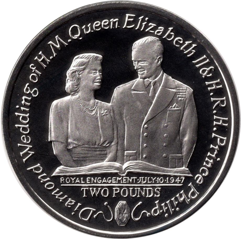 South Georgia and the South Sandwich Islands 2 Pounds - Elizabeth II Diamond Wedding; Silver Proof
