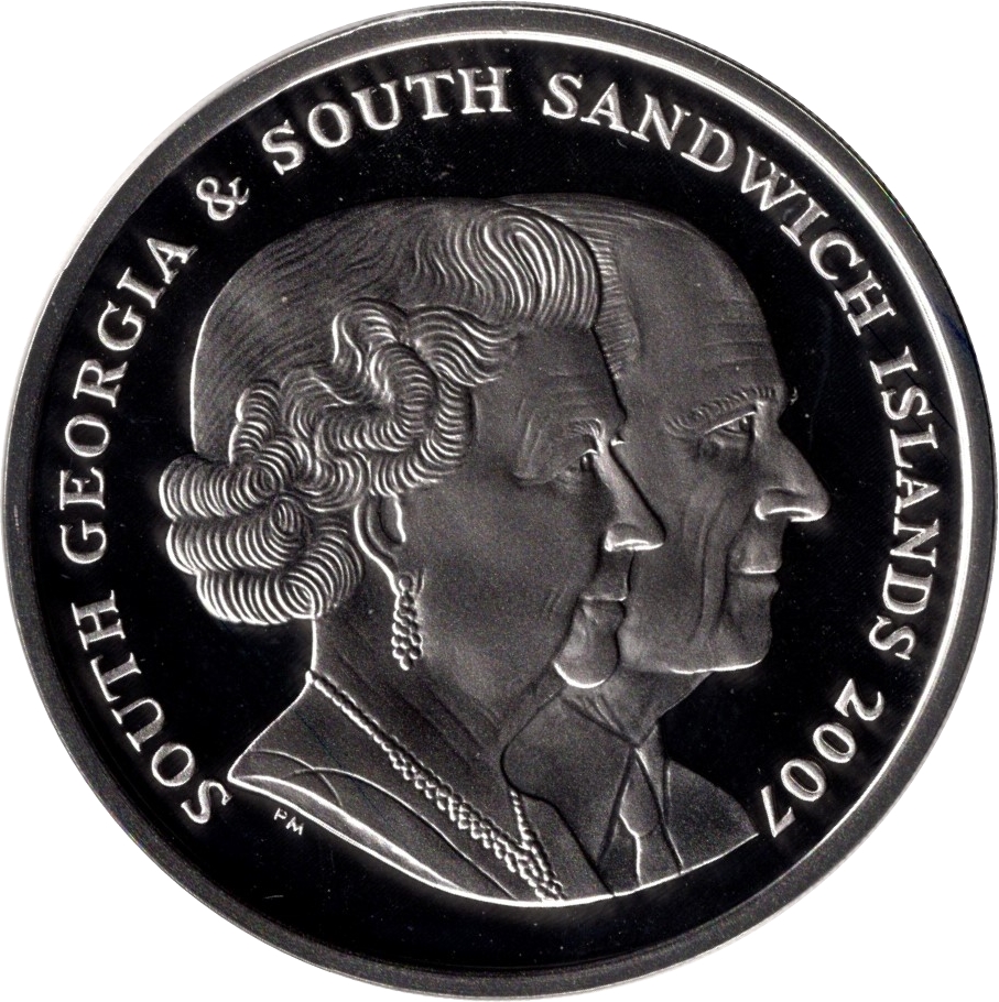 South Georgia and the South Sandwich Islands 2 Pounds - Elizabeth II Diamond Wedding; Silver Proof obverse
