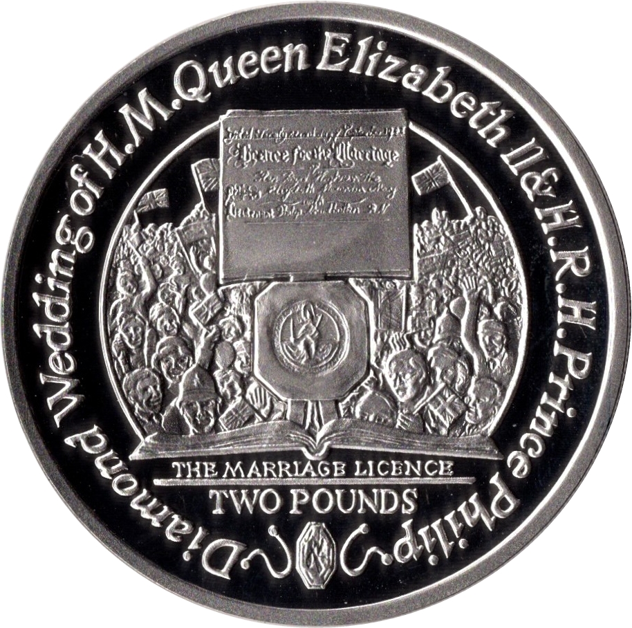 South Georgia and the South Sandwich Islands 2 Pounds - Elizabeth II Diamond Wedding; Silver Proof