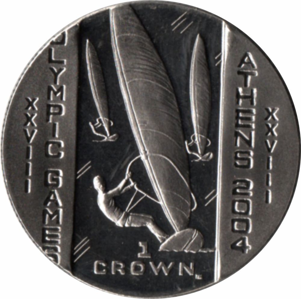 Isle of Man 1 Crown - Elizabeth II Olympic Games Athens - Windsurfers reverse