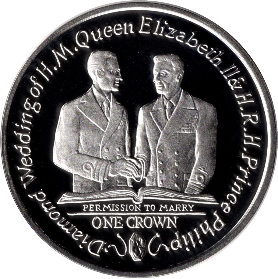 Falkland Islands 1 Crown - Elizabeth II Permission to Marry; Silver Proof Issue reverse