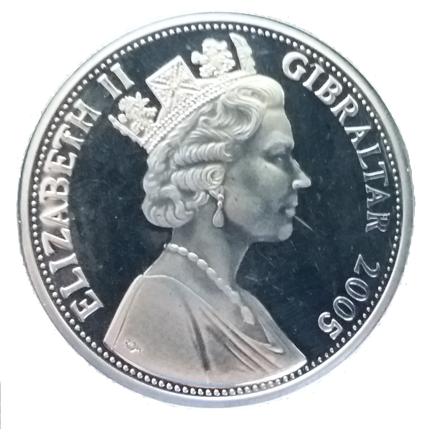 Gibraltar 1 Crown - Elizabeth II Garden party obverse