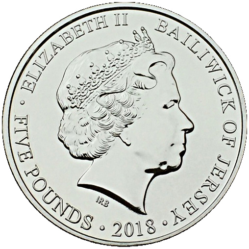 Jersey 5 Pounds - Elizabeth II Remembrance Day 2018 obverse