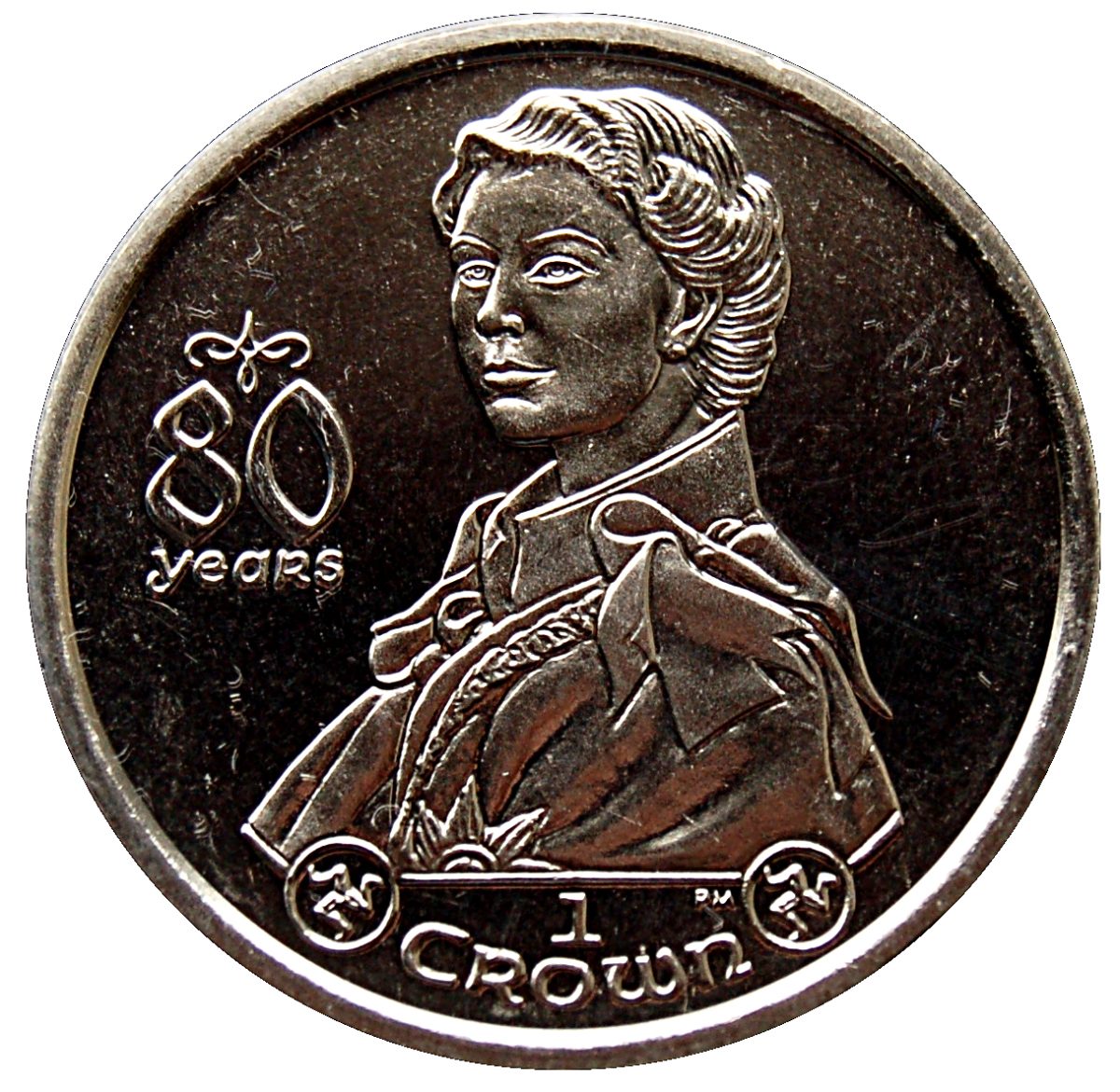 Isle of Man 1 Crown - Elizabeth II Queen Elizabeth II 80th Birthday-Order of the Garter