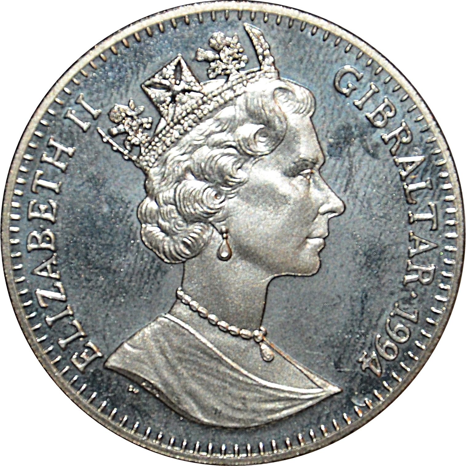 Gibraltar 1 Crown - Elizabeth II First Man on the Moon - Wernher von Braun obverse