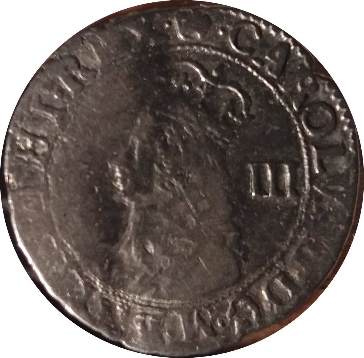 3 Pence - Charles II 3rd hammered issue obverse