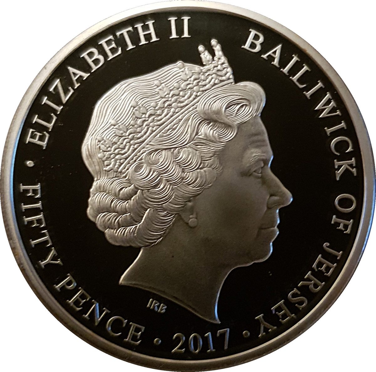 Jersey 50 Pence - Elizabeth II Sapphire Jubilee obverse