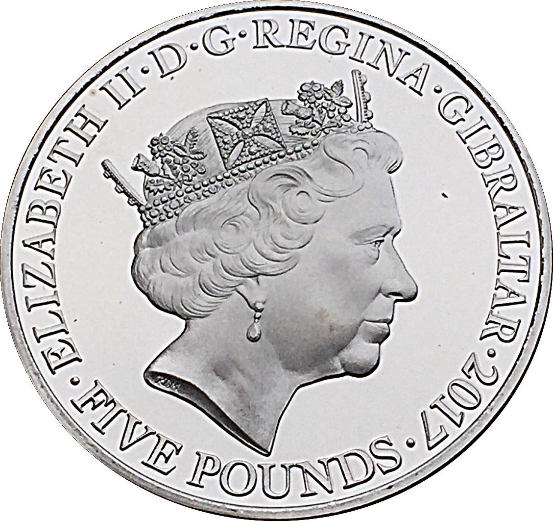 Gibraltar 5 Pounds - Elizabeth II The Legend of Saint George obverse