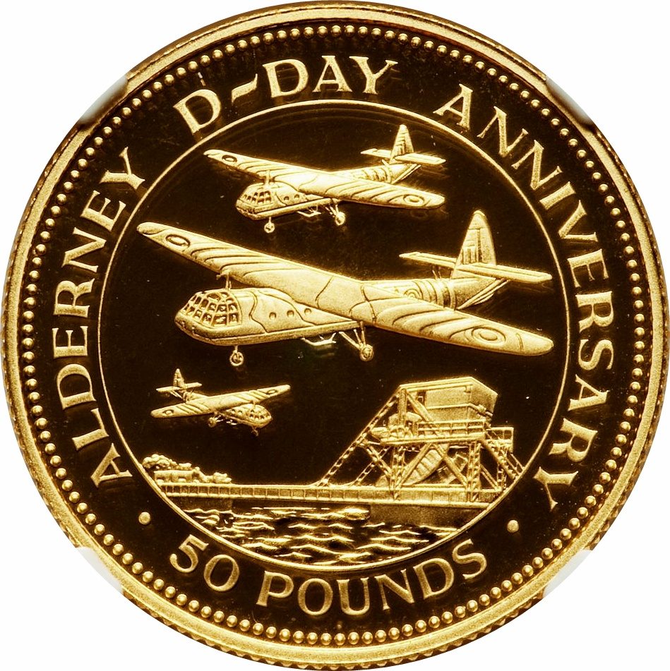 Alderney 50 Pounds - Elizabeth II Normandy Invasion