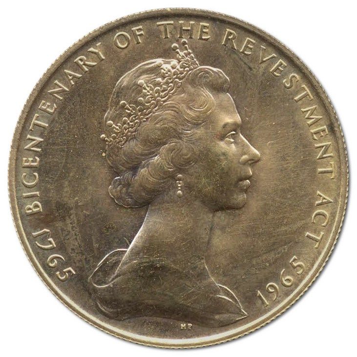 Isle of Man 5 Pounds - Elizabeth II Bicentenary of Revestment Act; Gold 22ct obverse