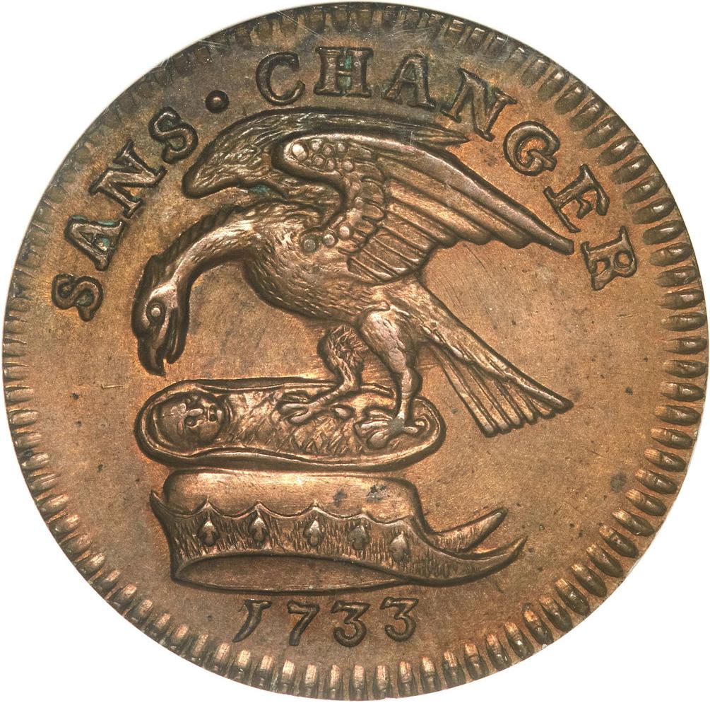 Isle of Man ½ Penny - James Stanley 2nd Derby Coinage; Copper obverse